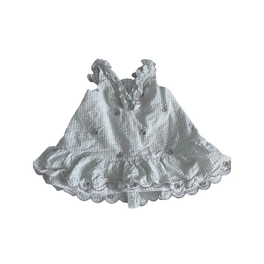 HAPPILY GREY Kids Green Striped Seersucker Cherry Top - 5T